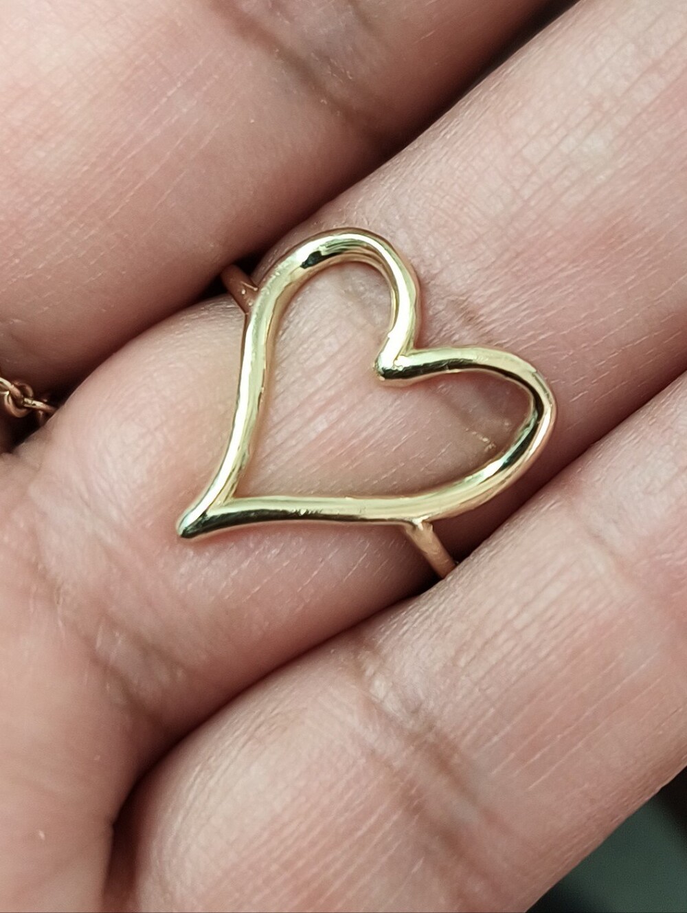 Gold Heart Outline Ring - Women's Jewelry